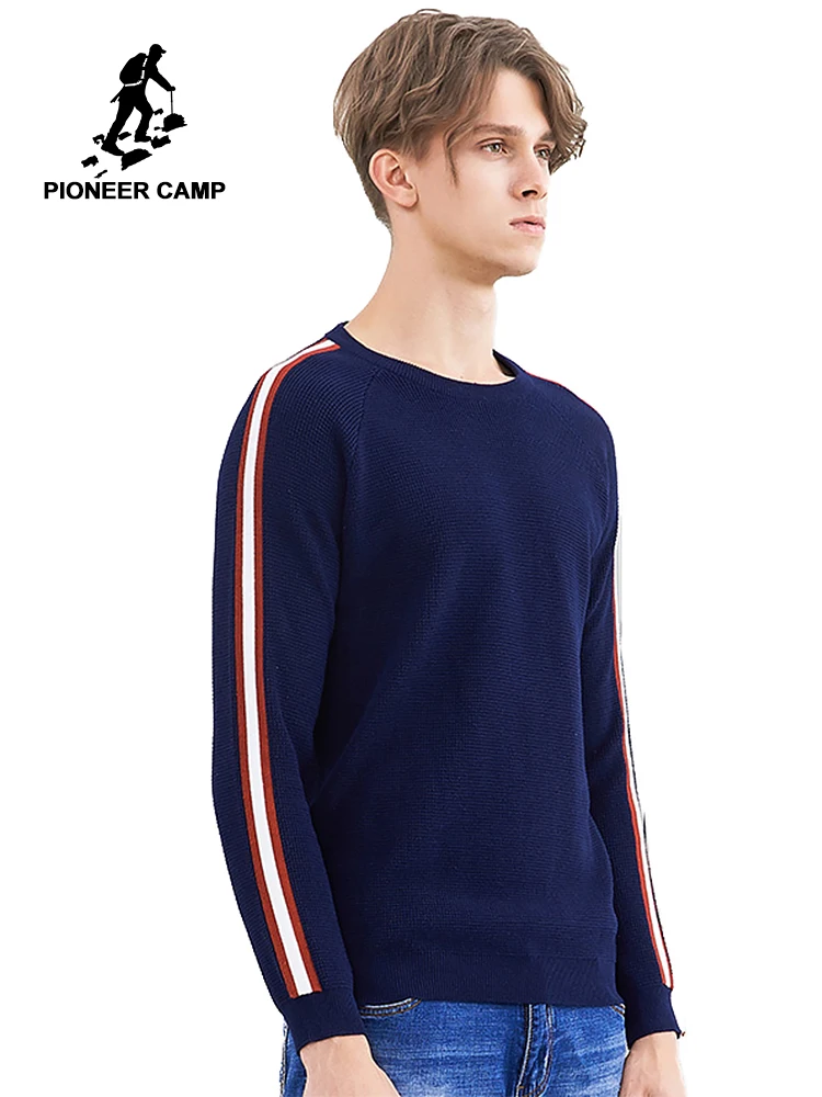 

Pioneer camp new warm sweater men brand clothing fashion patchwork sweater male winter quality 100% cotton pullover AMS802337