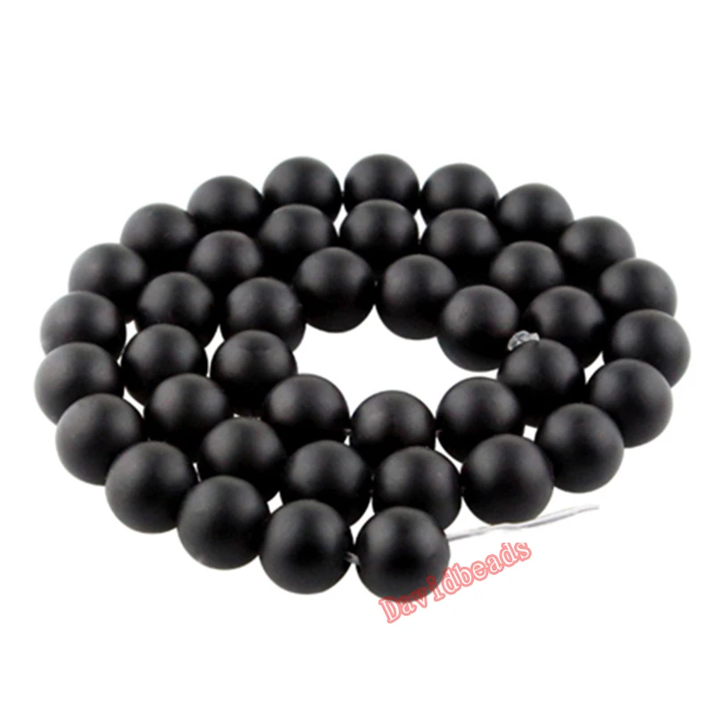 5A Quality Black Frost Dull Polish Matte Onyx Agat Round natural Stone Beads 16