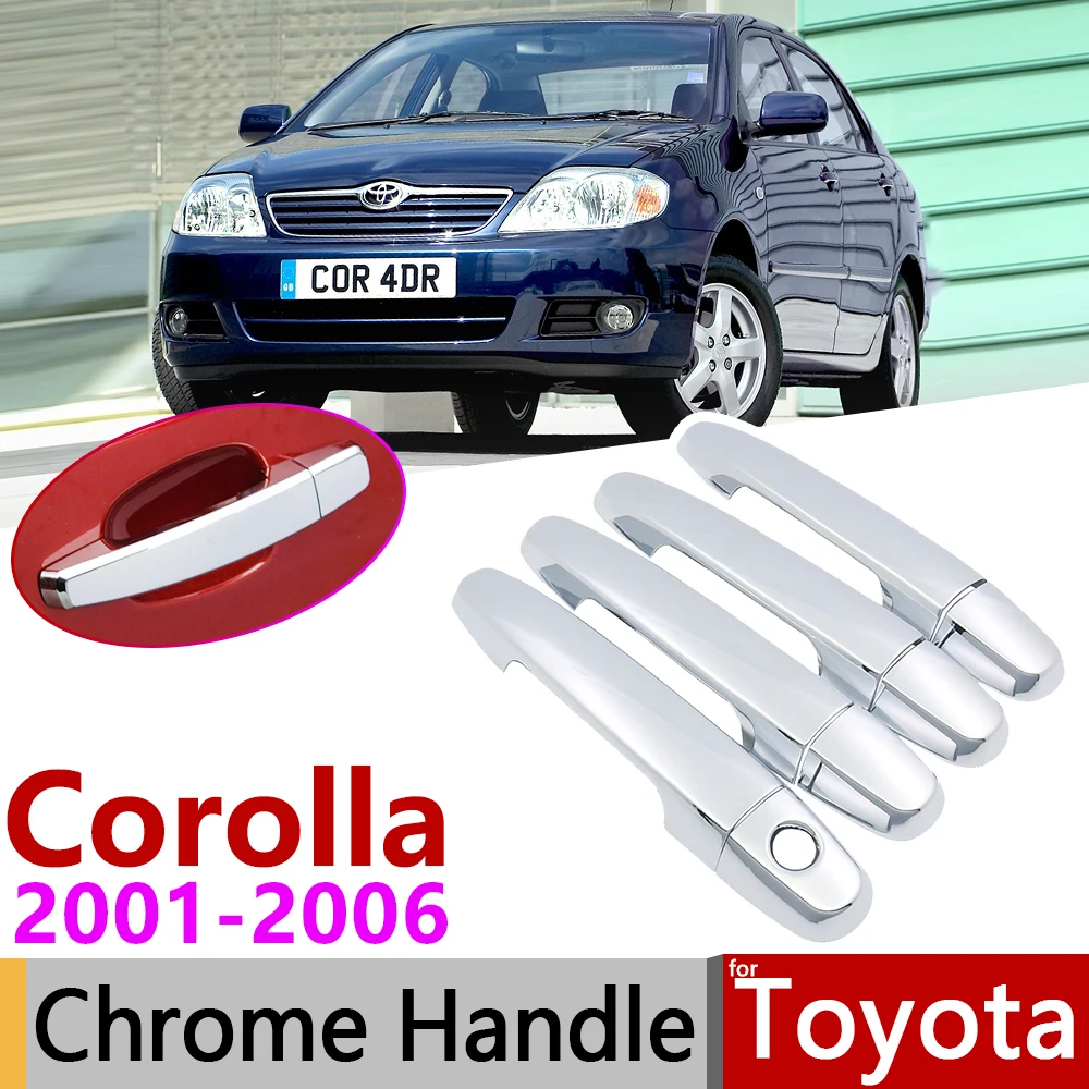 for Toyota Corolla E120 E130 2001~2006 Chrome Exterior Door Handle Cover Car Accessories Stickers Trim Set 2002 2003 2004 2005