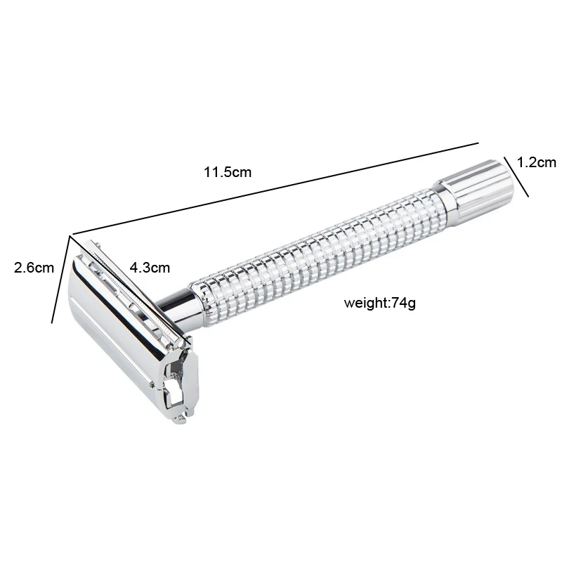 1 Razor Schmetterling Öffnen Lange Griff Männer Sicherheit Rasiermesser Chrom Doppel Rand Rasierer Messing Beschichtung Griff Rasiermesser