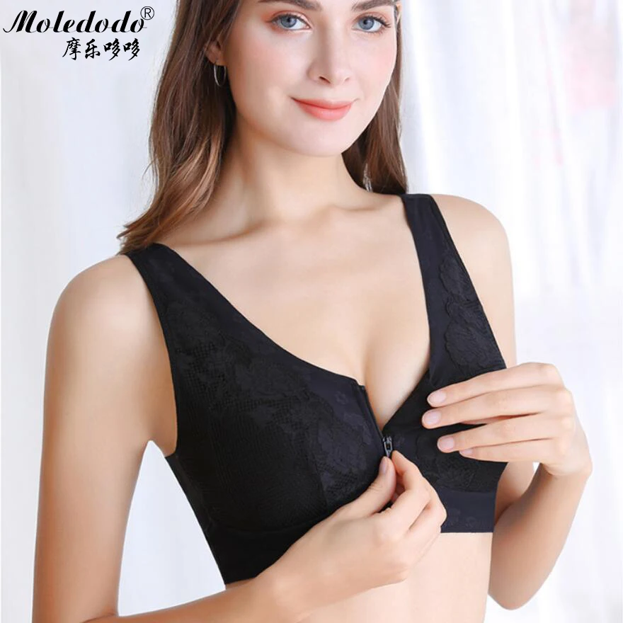 

Ice silk Bra Breast Form Bra Mastectomy Women Front Button Bra Designed With Pockets For Silicone Breast Prosthesis D40