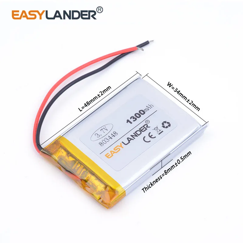 3.7V 1400mAh 803448 Rechargeable Lithium Li-ion Li Polymer Battery Lipo Batteries for GPS Mp3 Mp4 cell phone speaker Bluetooth