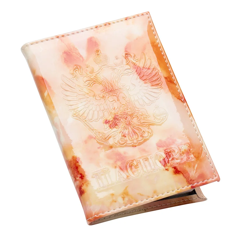 white marble fashion Double-headed eagle standard size passport cover waterproof solid pu leather  passport holder