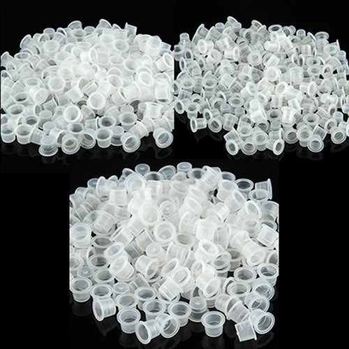 100Pcs Small Medium Large Clear White Plastic Tattoo Ink Cups Holder Supplies Clear Holder Container Cap Tattoo Accessory