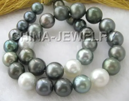 

FREE shipping AMAZING AAAA 18" Tahitian 14mm multi-color south sea pearl necklace -gold