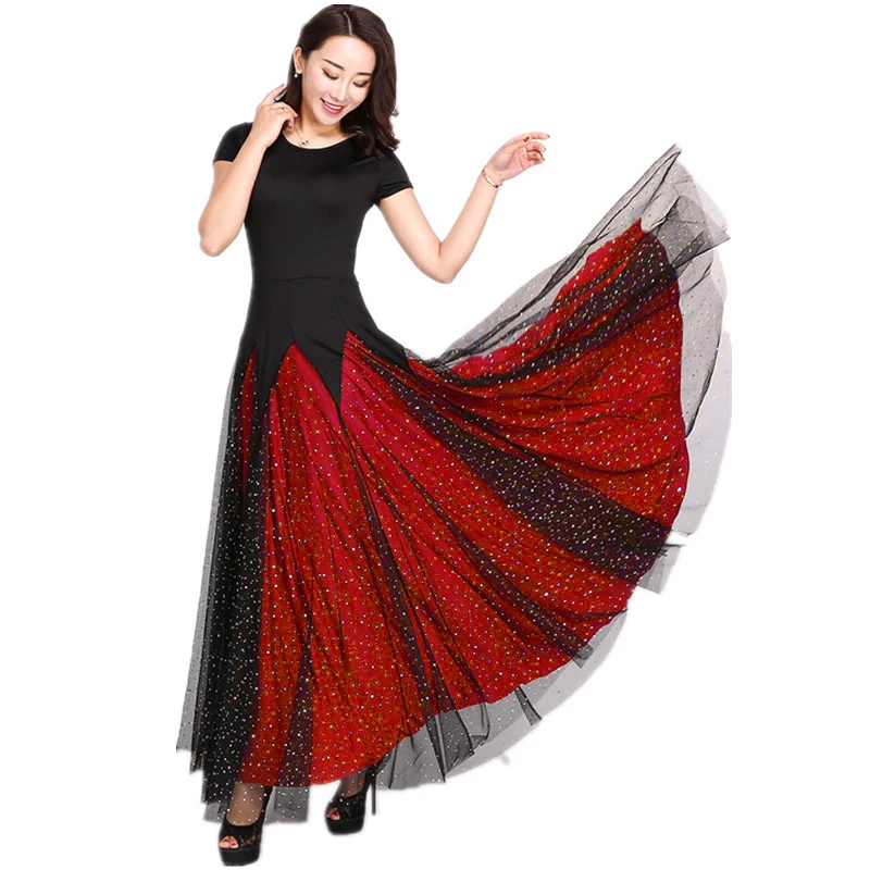 The game modern dance ballroom Tango Waltz's short sleeved dress skirt dance costume