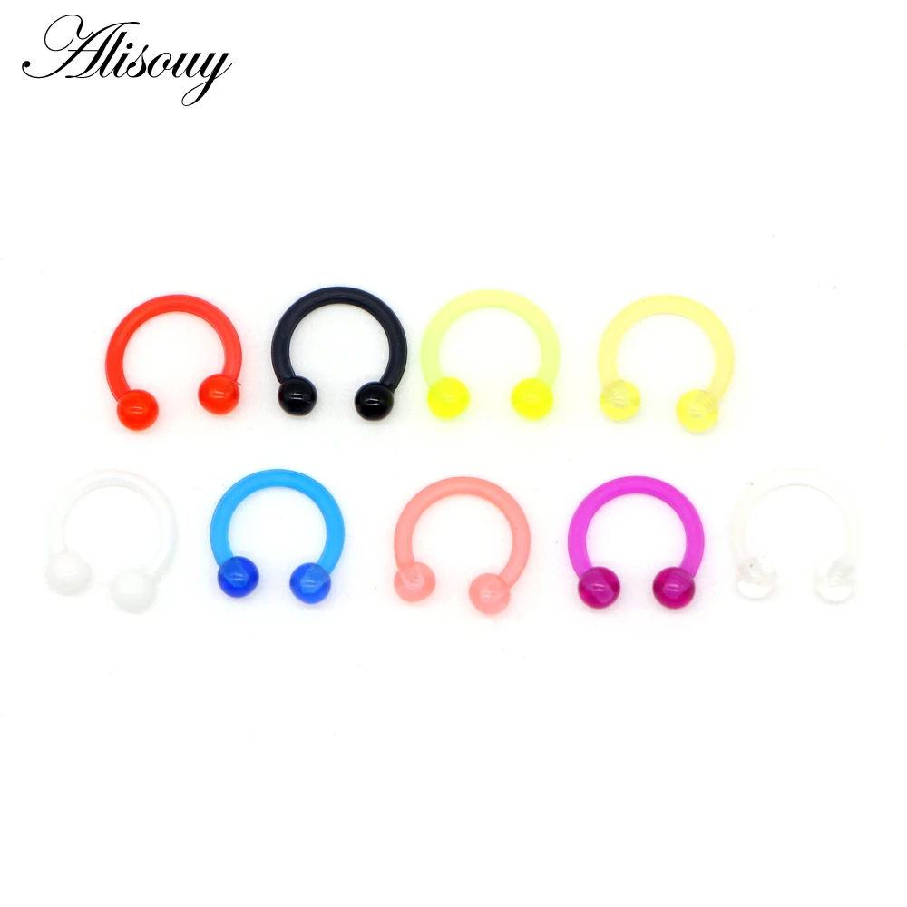 Alisouy 1pc Acrylic Captive Bead Ring BCR Punk Nose Ear Eyebrow Lip Nipple Clicker Septum Piercing Body Jewelry Earrings