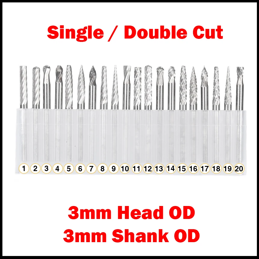 

1 Set 3mm Shank OD 3mm Head OD Sinlge Cut CNC Tool Grinder Tungsten Carbide Woodwork Milling Cutter Polishing Head Rotary File