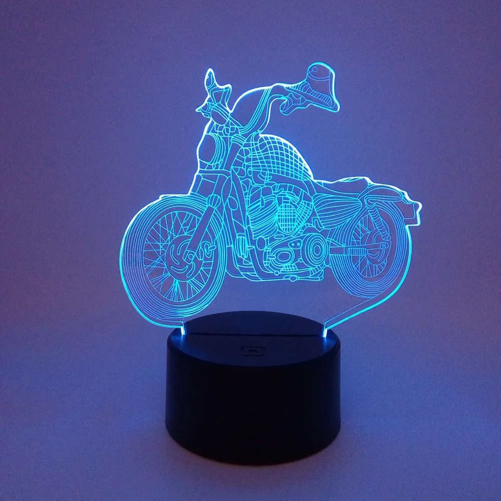 New Motorcycle 3d Light Colorful Touch Led Night Light Stereo Visual Gifts Kids Lamp Kids Room 7 color change Light