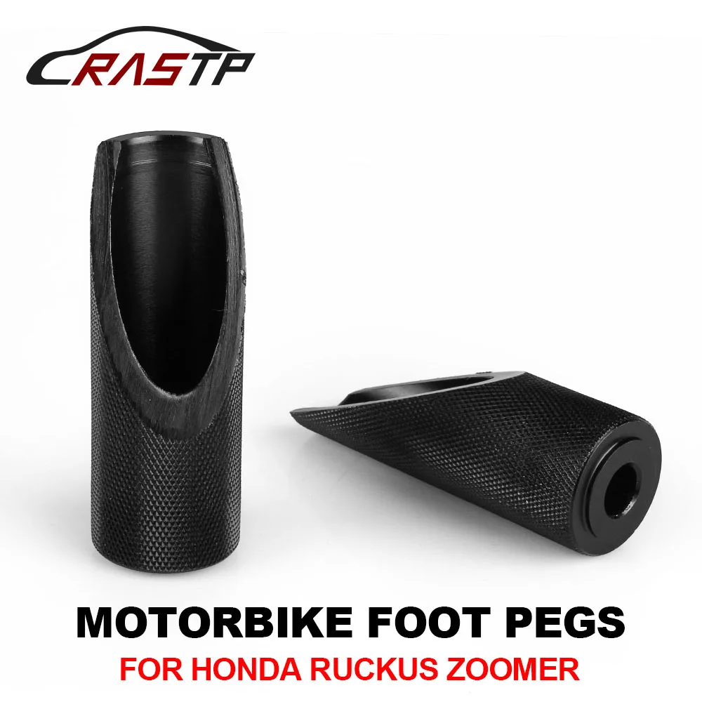 RASTP-1 Pair Motorcycle Aluminum Foot Pegs For Honda Ruckus Zoomer Black Motorcycle Foot Rests RS-ENL015