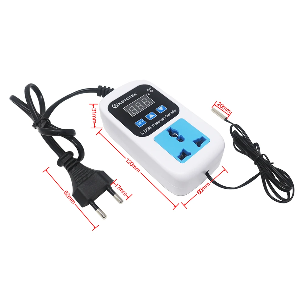-50 ~ 110C Digitale Termostato Regolatore di Temperatura Interruttore Presa Spina di UE AC 110-220V Microcomputer Sensore NTC KT3008 KT3009