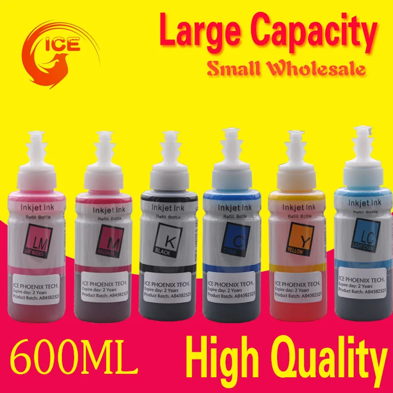 L800 L805 L810 L850 L1800 INk 600ML INK For Epson L800 L805 L810 L850 L1800 EcoTank 673 ink T6731-T6736 Refilling refill ink kit