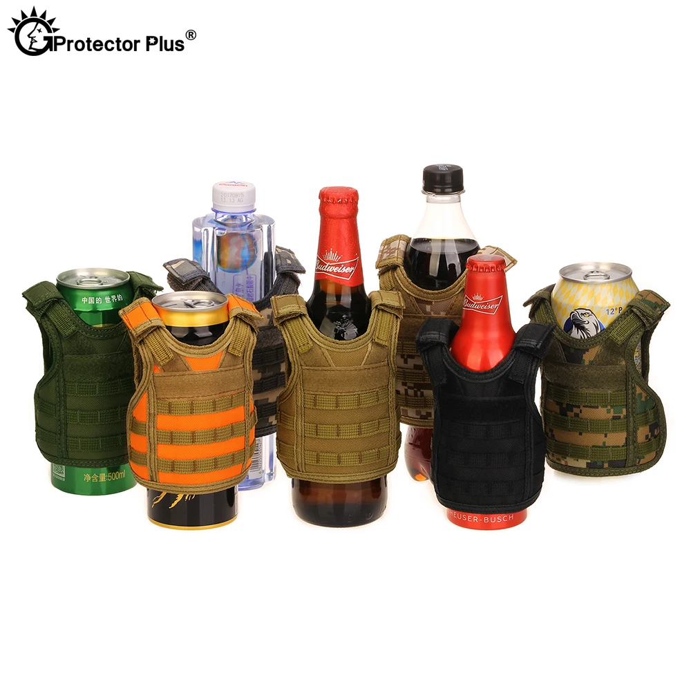 PROTECTOR PLUS Tactical Vest Layer Beer Bottle Set Mini Molle vest Hunting Bottle Drink set Adjustable Shoulder Straps