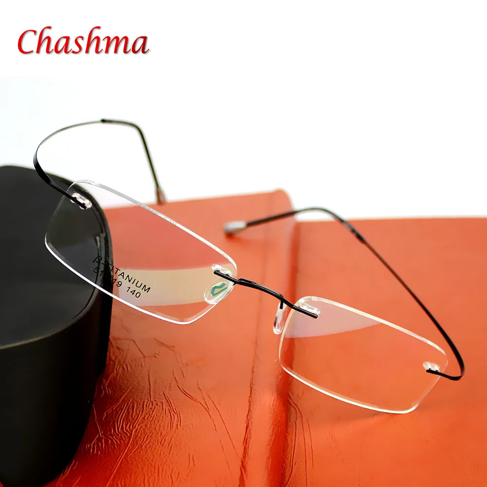 Brand Optics Glasses Titanium Rimless Ultra Light Glasses Frame Eyeglasses Men women With Case Oculos de grau