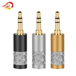 QYFANG 3.5mm Carbon Fiber 3/4 Poles Stereo Audio Jack Mini Earphone Plug Headphone Solder Wire Connector 90 Degree Bend Plugs