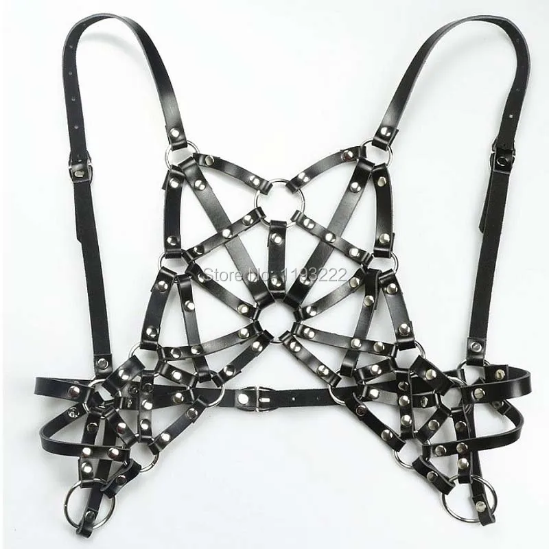 Punk Gothic Handmade Exaggerated Party Club SM Leather Belt Hollow Caged Frame Belt Sculpting Suspender Waist Straps