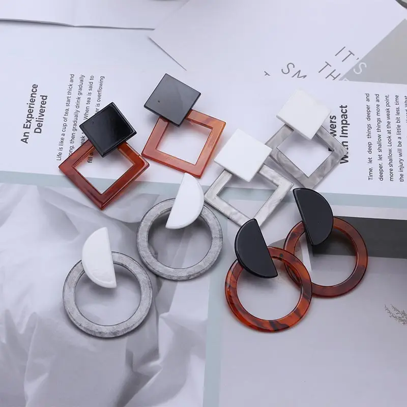 Fashion Statement Earrings 2019 Acrylic Earrings Leopard Geometric Earrings For Women Round Square Hanging Dangle Earring EB832