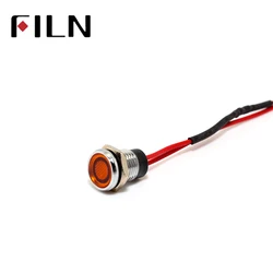 FILN-Lámpara led de metal con cable de 20cm, lámpara piloto de 8mm, FL1M-8FW-3, rojo, amarillo, azul, verde, blanco, 6v, 12v, 110v, 24v, 220v