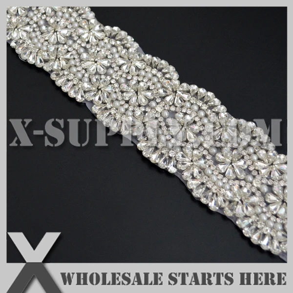 (5yards/lot) Wholesale Bulk Bridal inestone Beaded Trimming, X1-RAT1287