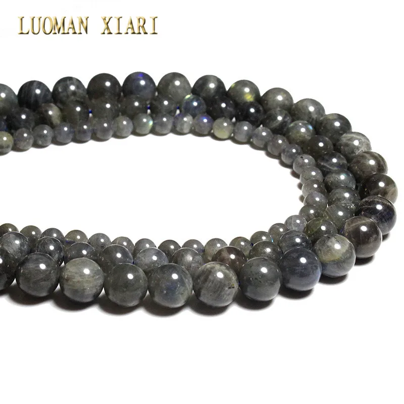 100% Natural AAA Quality Round Black Labradorit Stone Beads Loose For Jewelry Making DIY Bracelet Necklace  6/8/10mm Strand 15\'\'