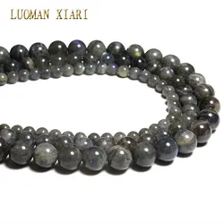 100% Natural AAA Quality Round Black Labradorit Stone Beads Loose For Jewelry Making DIY Bracelet Necklace 6/8/10mm Strand 15''