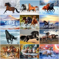 MTEN Diamond Painting Horse Full Square Diamond Embroidery Animals Picture 5D Diy Mosaic Rhinestone Home Decoration