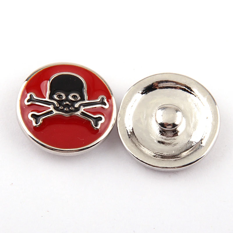 fashion red skull enamel DIY snap button charmwomen festival gift