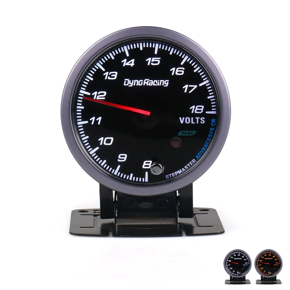 Dynoracing 60MM Black Face Car Auto Voltmeter 8-18 Volt Voltage Gauge With White& Amber Lighting Car meter TT101483