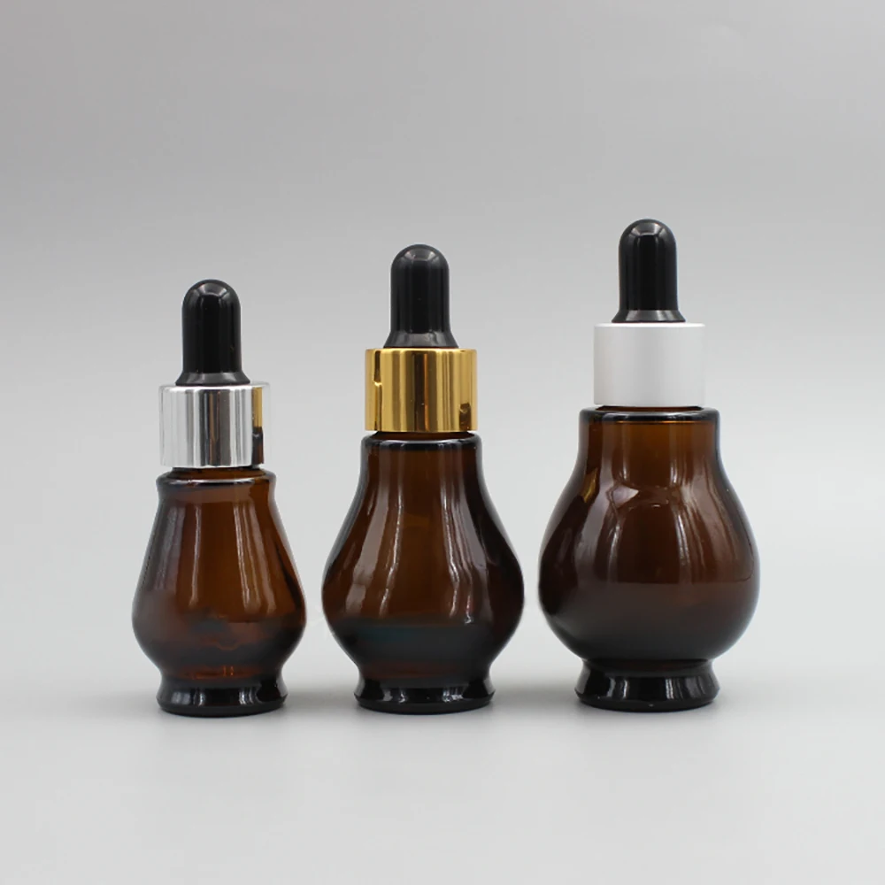 

30ml Amber Glass Dropper Bottle,1oz Single Gourd Shape Aromatherapy Oil Container