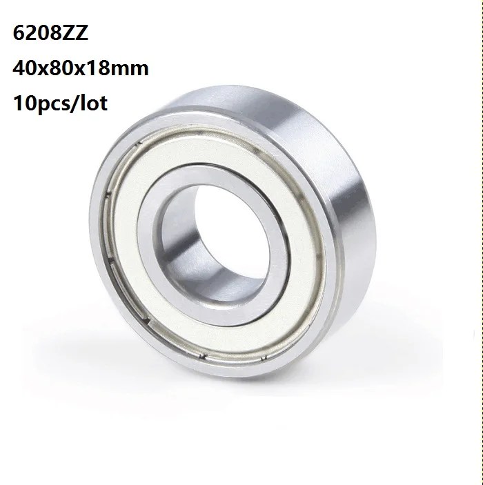 

10pcs/lot 40x80x18mm 6208ZZ 6208Z 6208 Z ZZ Bearings 40*80*18mm Double seal Deep Groove Ball bearing