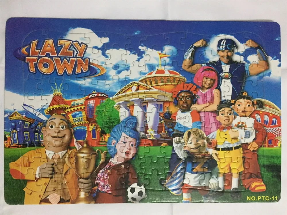 2019 Iwish 42X28Cm Lazytown 2D Playying Voetbal Puzzels Lui Stad Puzzel Kerst Kinderen Speelgoed Voor Kinderen baby Spelen Speelgoed