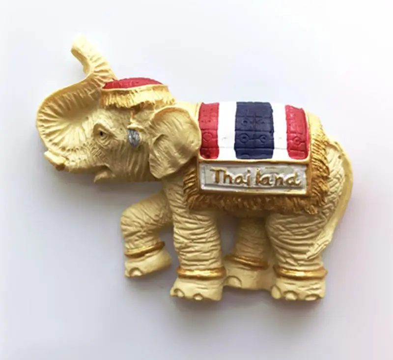 Hot Sale Hand-painted Thailand Golden Elephant 3D Fridge Magnets Tourism Souvenirs Refrigerator Magnetic Stickers Home Decor