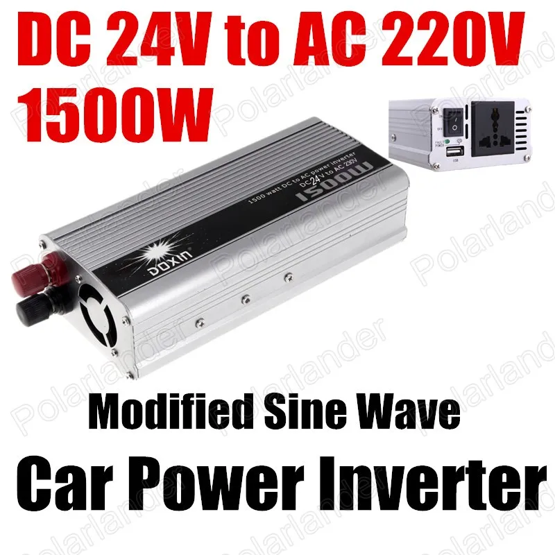 1500W Car Truck Boat USB DC 24V to AC 220V Power Inverter Converter Charger modified sine wave voltage transformer