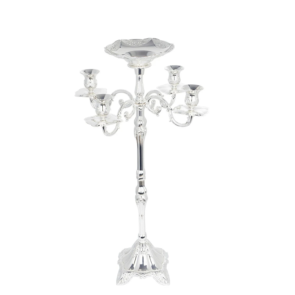 

Unique candelabra, 105CM height candelabra, 5-arms candle holder, silver plated candle stick with flower bowl