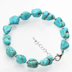 New Original DIY Bracelet Irregular Beads Women 9-11mm Turquoises Stone Strand Bracelets Bangle Wristband Jewelry 7.5inch A633