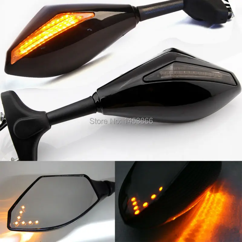 Motorcycle Integrated LED Turn Signal Rearview Side Mirror For Honda CBR 600 F4i 929 954RR F1 F2 Hurricane Ducati all models