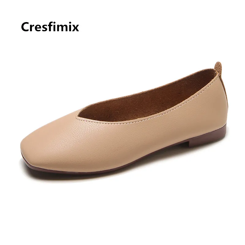 Cresfimix women fashion soft comfortable spring slip on flat shoes lady cute sweet summer loafers chaussures plates femmes a3583