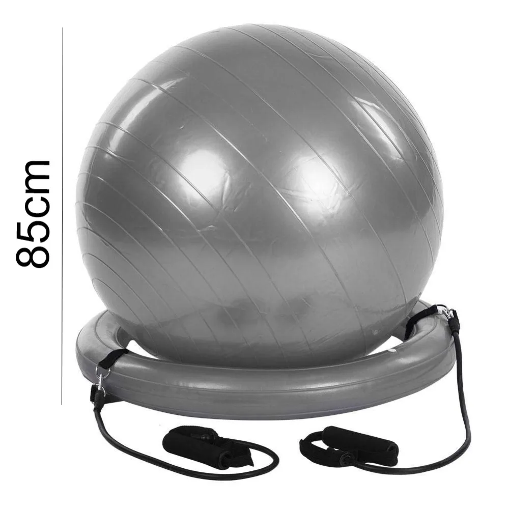 New Large Yoga Balls with Resistance Bands Bands 85CM Sports Pilates Fitness Ball Balance Fitball Exercise Workout Massage Ball