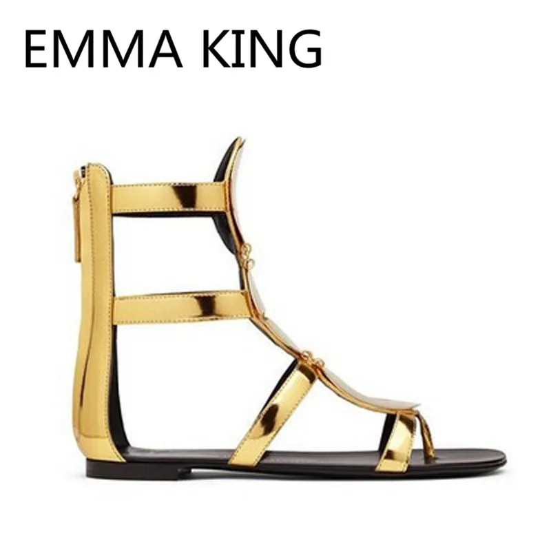 Women Flats Sandals 2019 Summer Fashion Ankle Boots Gold Circle Designer Shoes Woman Casual Sandalias Female Gladiator Sandals