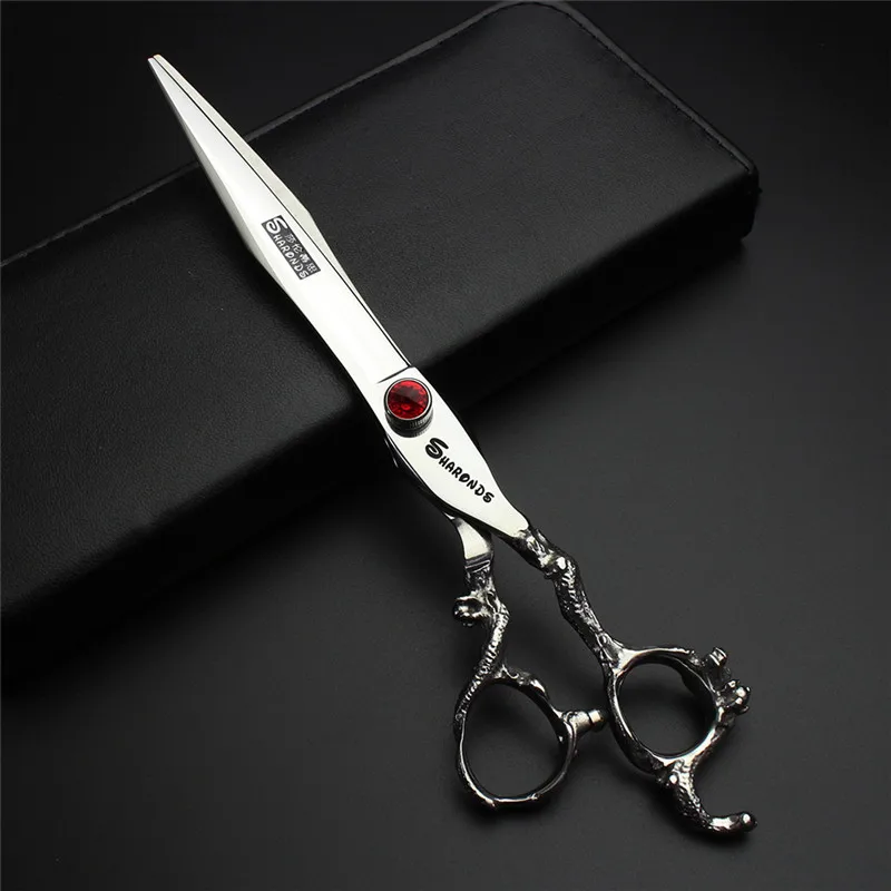 Dragon Scissors personality red blue gem 8 inch hairdresser special professional cutting scissors tool Stainless steel scissors