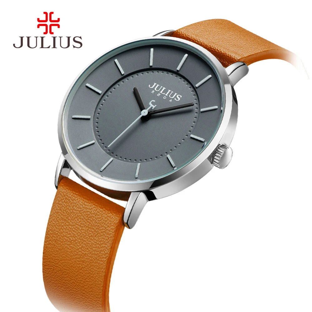 Classic Julius Men\'s Watch Japan Quartz Hours Fashion Clock Leather Bracelet Boy Student Birthday Valentine Gift No Box