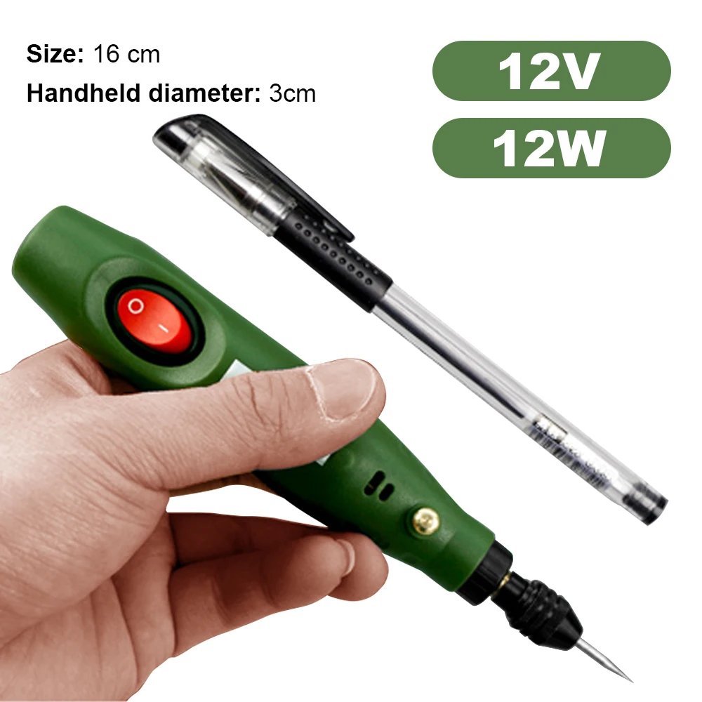12W Pena Ukiran Listrik 100 ~ 240V Alat Daya Bor dengan Kecepatan 16000Rpm untuk Batu Ukiran/Kayu/Logam/Kaca/Plastik