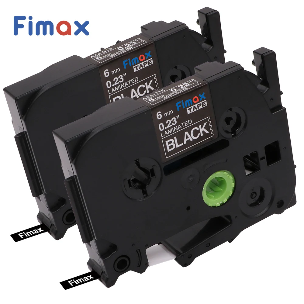 Fimax 2 Packs Compatible for Brother P-touch Label Tape TZe-315 Tze315 6mm White on Black for Brother P-touch Tze Label Printer