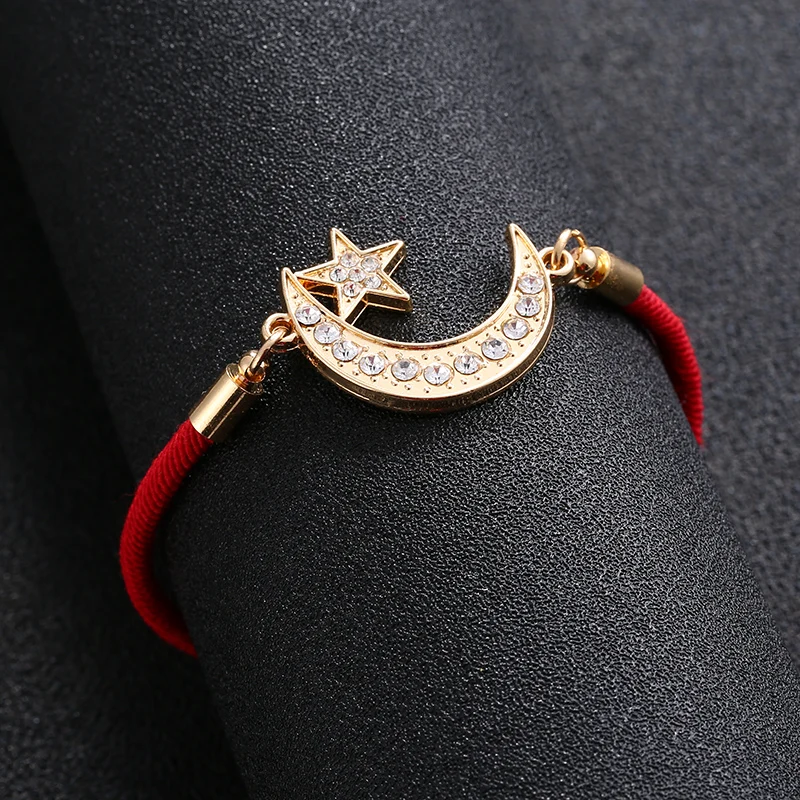 Cute Allah Muslim Religious Heart Moon Bracelet for Women's Eid al-Fitr Jewels of Fatima Eye of Evil Spirit Gift Wholesale