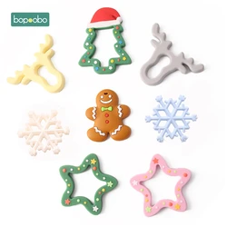 Bopoobo 1pc Silicone Snowflak Teether Christmas Tree Pendant Star Christmas Deer Gifts For Baby Elk Gingerbread MansBaby Teether