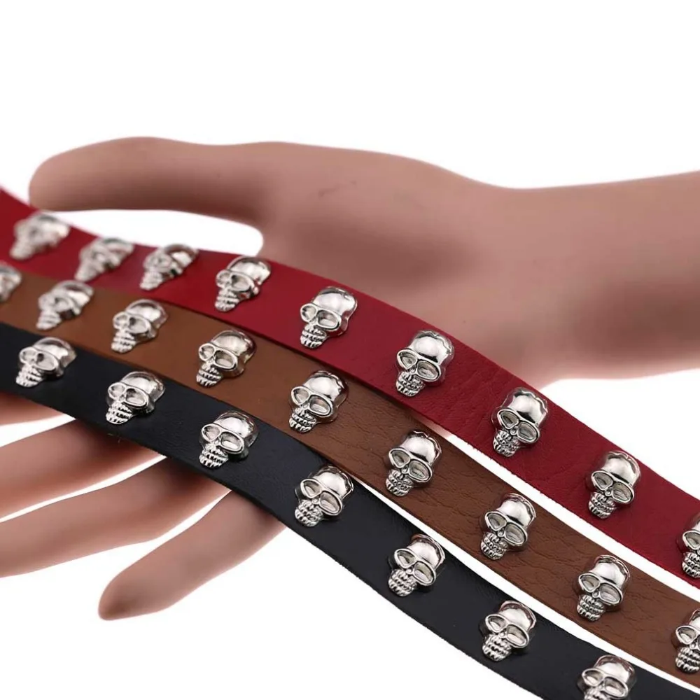 Halloween necklace costume Jewelry Skull Choker Collar Goth Choker Necklace women leather Chocker jewellery