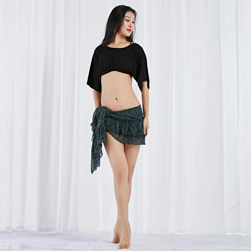 2019 Newest belly dance practice wear dancing top+Hip scarf belly dancing costume for seasons