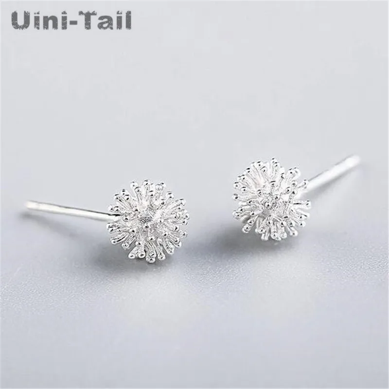 

Uini-Tail, новинка, тибетское серебро 925, цветочный шар одуванчика, рождественские снежинки, нежные серьги, женские классические простые серьги