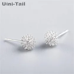 Uini-Tail hot new 925 Tibetan silver dandelion flower ball Christmas snowflake delicate earrings female classic simple earrings