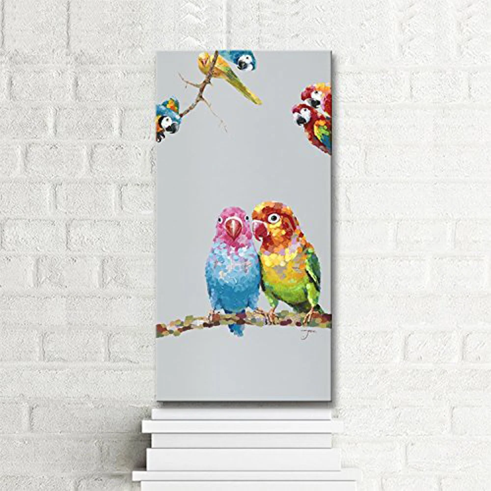 

Pure 100% Hand Painted Oil Painting Cute Animals Frameless Animal Art Canvas Wall Art Decor Artwork For Wall Decor love Birds